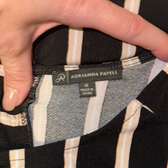 Adrianna Papell Black & Cream Striped Blouse Size Medium - Picture 10 of 11